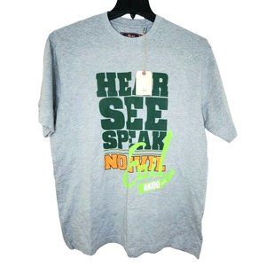 Rare Hear See Speak No Evil Akoo Graphic XL Grey %100 Cotton T Shirt